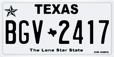TX license plate BGV2417