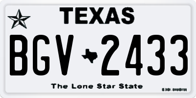 TX license plate BGV2433