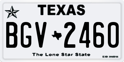 TX license plate BGV2460