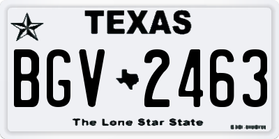 TX license plate BGV2463