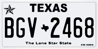 TX license plate BGV2468