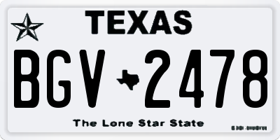 TX license plate BGV2478
