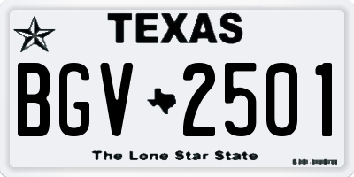 TX license plate BGV2501
