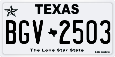 TX license plate BGV2503