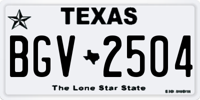 TX license plate BGV2504