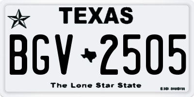 TX license plate BGV2505