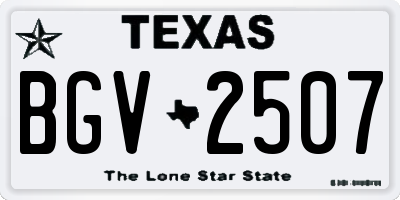 TX license plate BGV2507