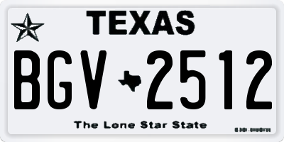 TX license plate BGV2512