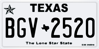 TX license plate BGV2520