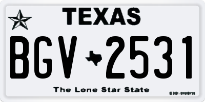 TX license plate BGV2531