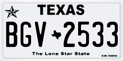 TX license plate BGV2533
