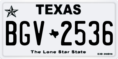 TX license plate BGV2536