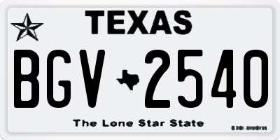 TX license plate BGV2540