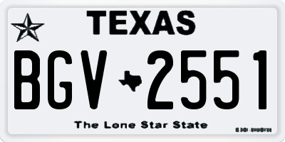 TX license plate BGV2551