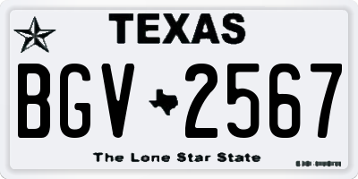 TX license plate BGV2567