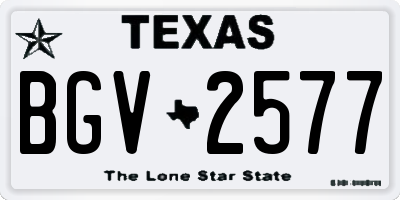 TX license plate BGV2577