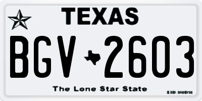 TX license plate BGV2603