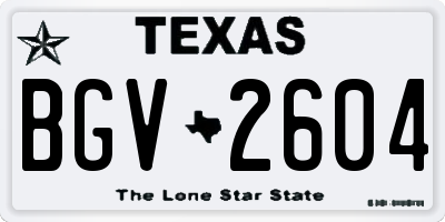 TX license plate BGV2604