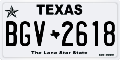 TX license plate BGV2618