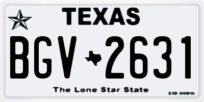 TX license plate BGV2631