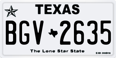 TX license plate BGV2635