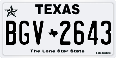 TX license plate BGV2643
