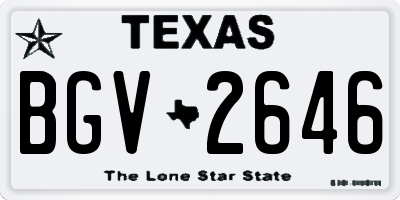 TX license plate BGV2646