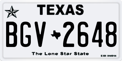 TX license plate BGV2648