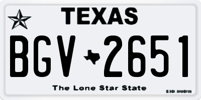 TX license plate BGV2651