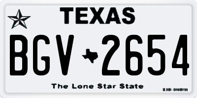 TX license plate BGV2654