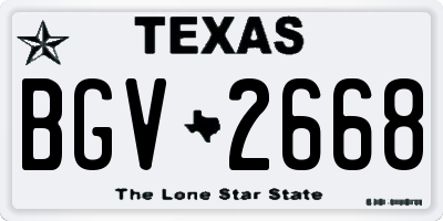 TX license plate BGV2668