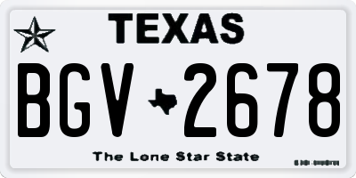 TX license plate BGV2678