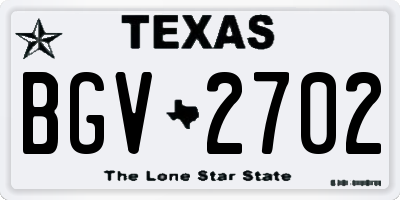 TX license plate BGV2702