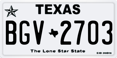 TX license plate BGV2703