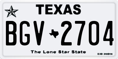 TX license plate BGV2704