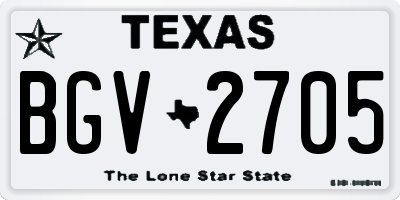 TX license plate BGV2705