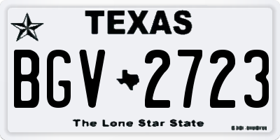 TX license plate BGV2723