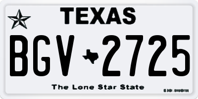 TX license plate BGV2725