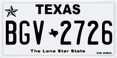 TX license plate BGV2726