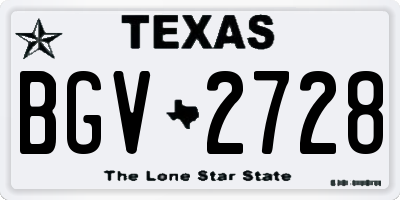 TX license plate BGV2728