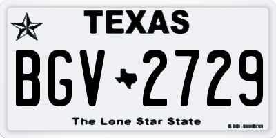 TX license plate BGV2729