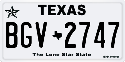 TX license plate BGV2747