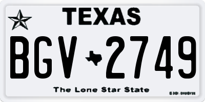 TX license plate BGV2749