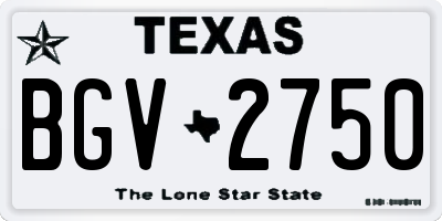 TX license plate BGV2750