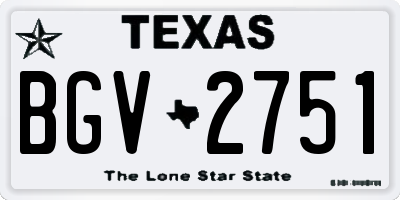 TX license plate BGV2751