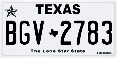TX license plate BGV2783