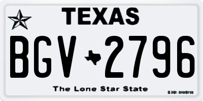 TX license plate BGV2796