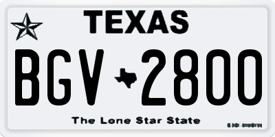 TX license plate BGV2800