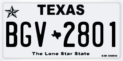 TX license plate BGV2801