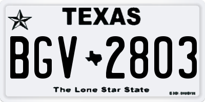 TX license plate BGV2803